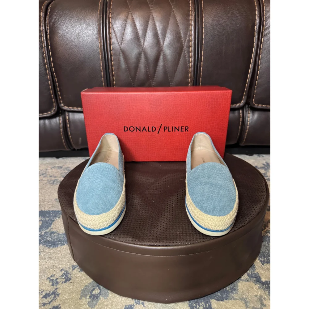 DONALD PLINER | Blue Embossed Suede Espadrille Loafers Size 5
